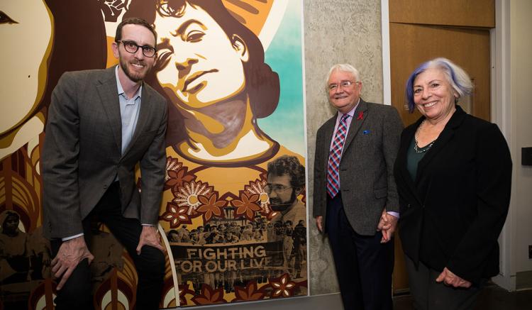 Sen. Scott Wiener, Cliff Morrison and Alison Moed. Morrison launched Ward 5B, the first dedicated AIDS unit in the country. Moed was one of the ward's original nurses. (Photography by Elisabeth Fall)