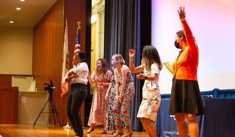 Students engage in a dance performance at the Pinning Ceremony.