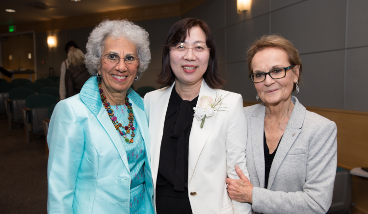 Im (center) with Afaf Meleis, PhD, DrPS(hon), FAAN, professor emerita, (left) and Sandra Wess, PhD, RN, FAAN, professor, (right).