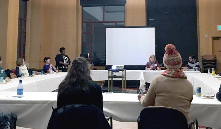 Global is Local panelists and participants engaged in question and answer with speaker Anne Berit Petersen, PhD, MPH, RN.