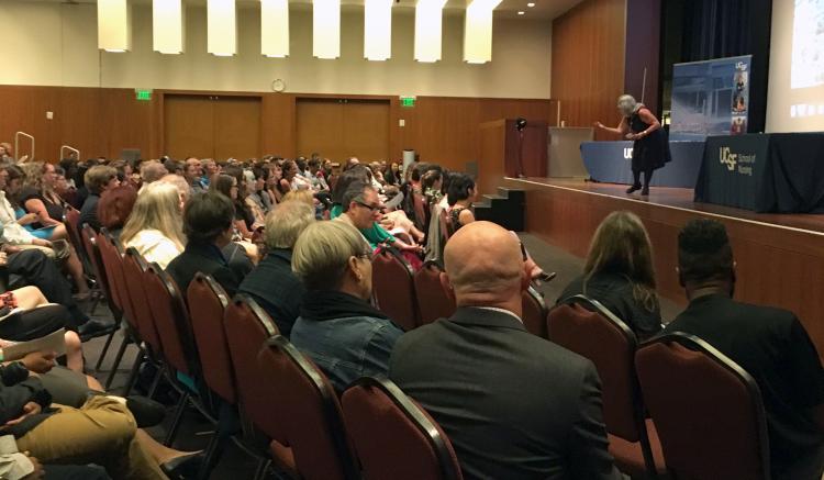 Clinical Professor Pam Bellefeuille rouses her students’ with enthusiastic well wishes for their continued success!