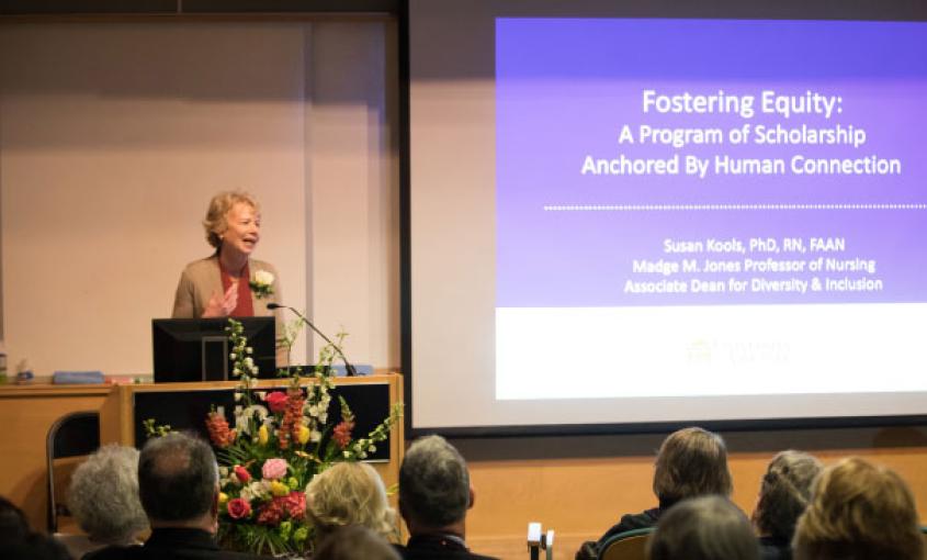 Susan Kools' lecture covered her program of research and her work to increase diversity and equity in nursing education (photos by Elisabeth Fall).
