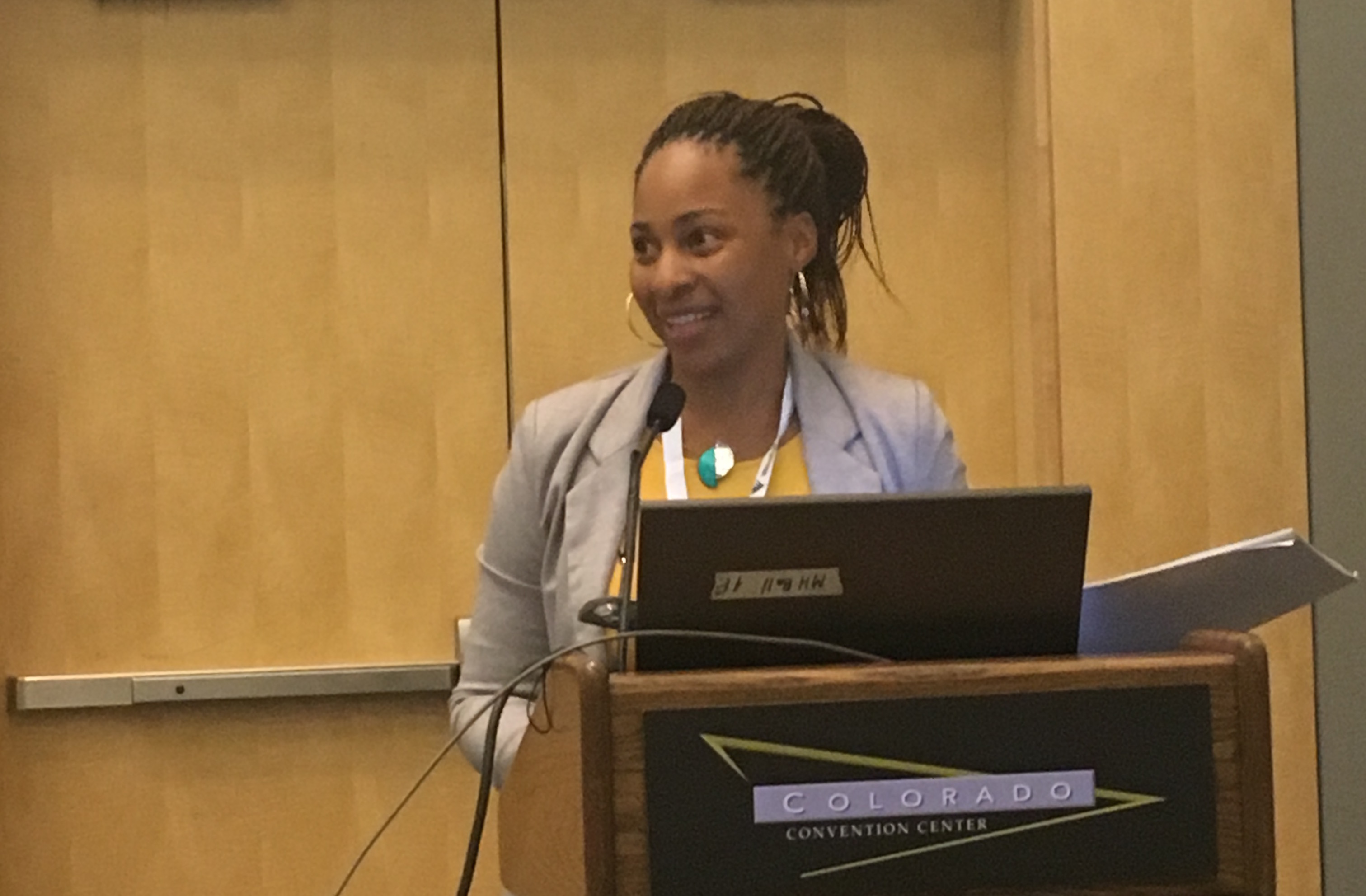 Brianna Singleton, first-year PhD student, presents her work “Assessment of safety culture among transit workers” at this year’s APHA Conference.