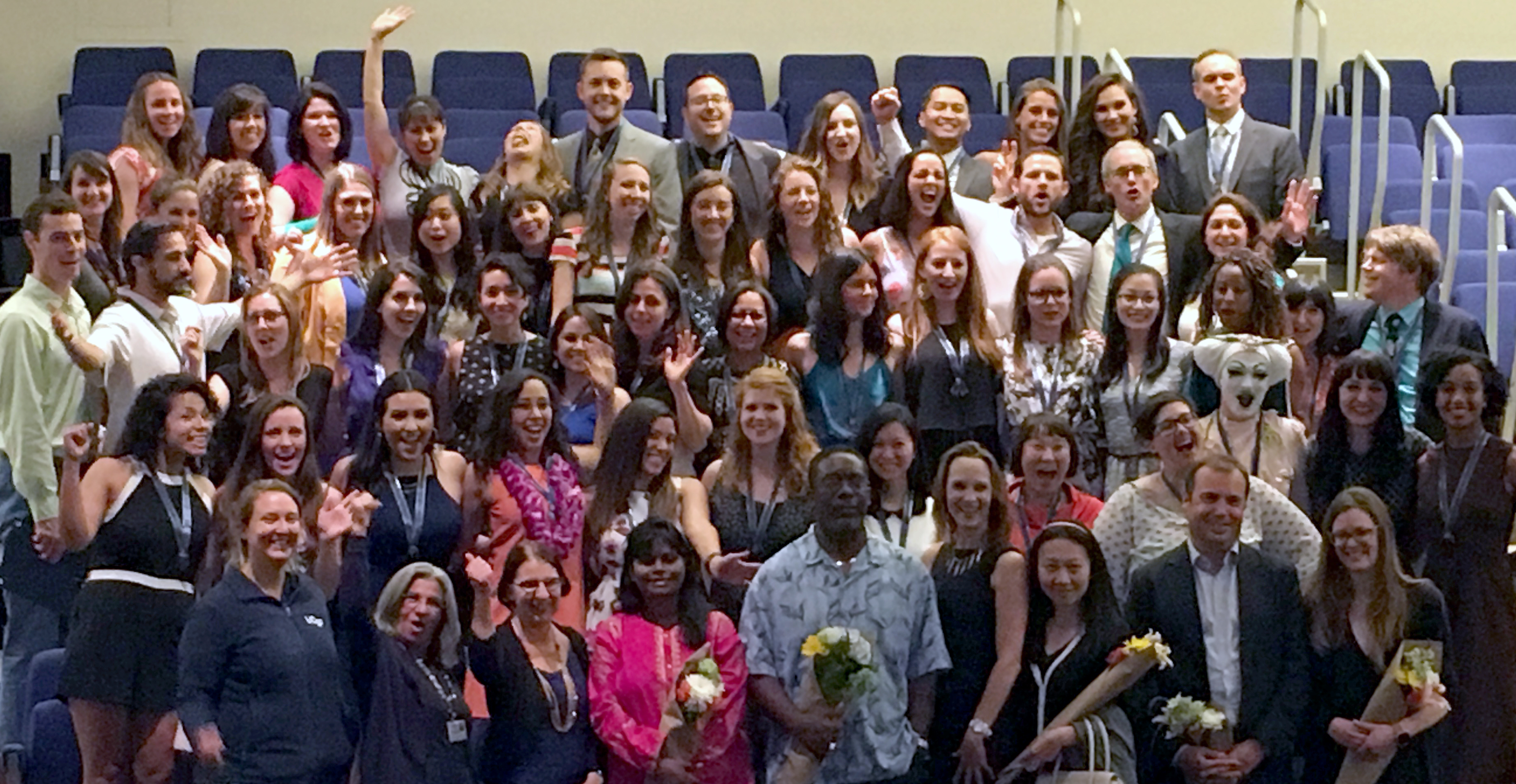 MEPN students and their faculty celebrate for the camera following the 2016 Pinning Ceremony.