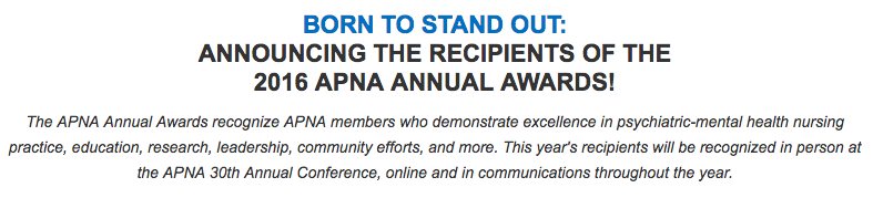 Screen shot showing website listing of APNA Awardees