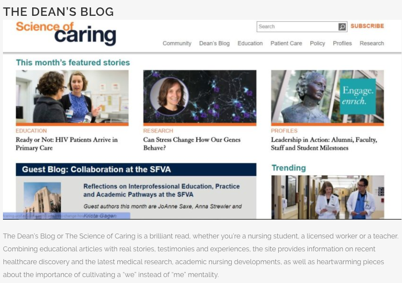 Screen shot of Science of Caring homepage