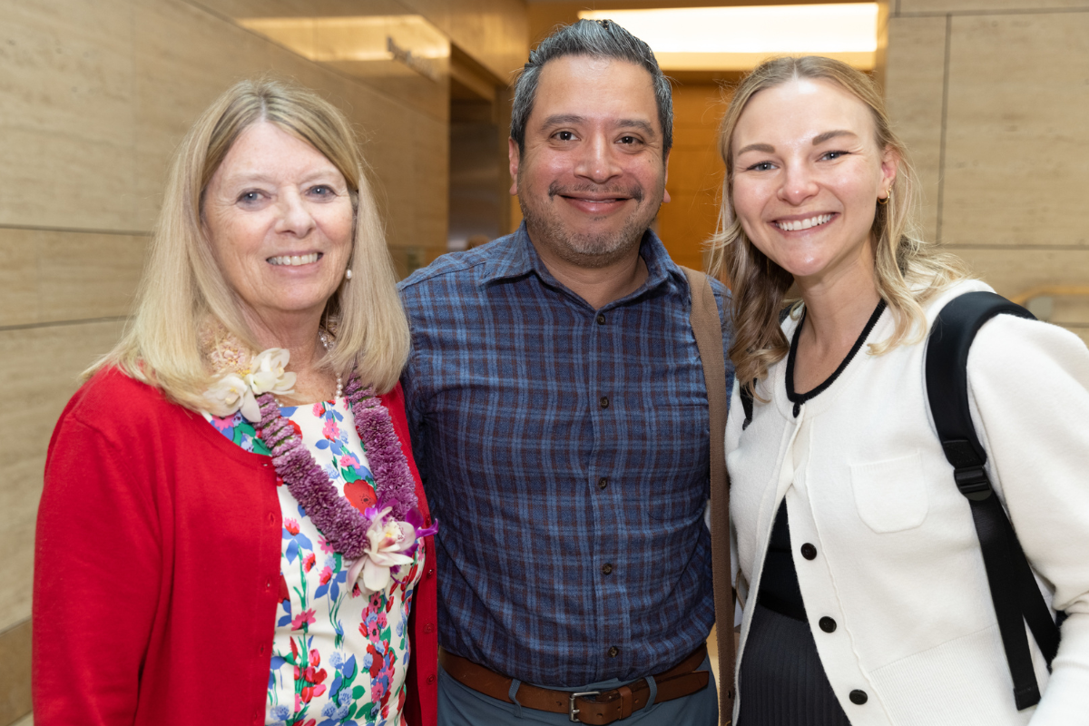 Professor Susan Chapman, Assistant Professor Jose Gutierrez and alumna Caroline Dancu