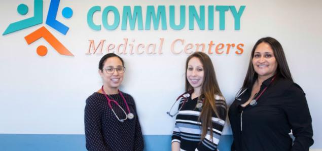 From left: UCSF School of Nursing graduate Vanessa Gutierrez (PNP '18) with FNP student Lilly Chavez and faculty member Elizabeth Castillo (photos by Elisabeth Fall)