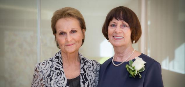 2017 Nahm Lecturer Kathleen Puntillo (right) with Interim Dean Sandra Weiss