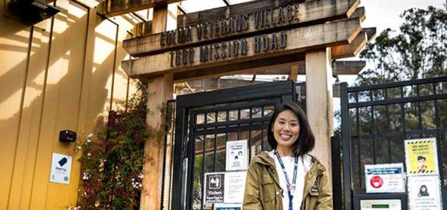 UCSF School of Nursing postdoctoral scholar Anna Oh is evaluating a new program designed to help aging veterans who were formerly homeless. (Photo credit: Elisabeth Fall) 