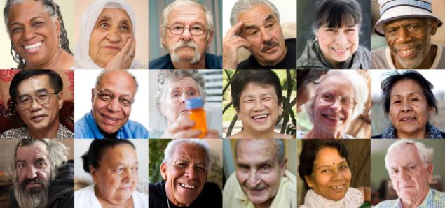 Collage of older adults' headshots 