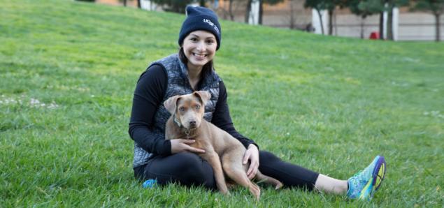 Victoria Flores with her dog, Dallas (photo and video by Elisabeth Fall)