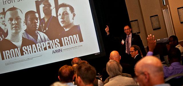 William Lecher speaks at the American Assembly for Men in Nursing's 37th annual conference, hosted by UCSF (photo by Elisabeth Fall).