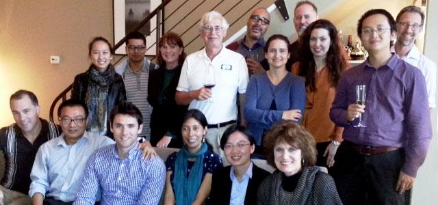 David Mortara (center, white shirt) and Barbara Drew (bottom row, far right) with members of the Drew Lab.