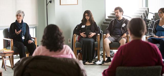 Nancy Bardacke leads a mindfulness-based childbirth class (photos by Elisabeth Fall).