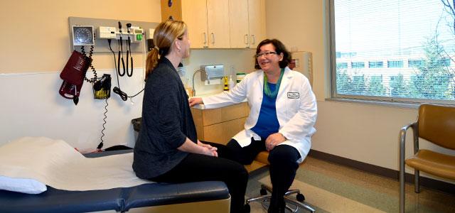 Pamela Davies in clinic at Seattle Cancer Care Alliance