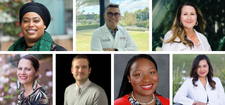 Clockwise from top, left: Monifa Willis, Garrett Chan, Gina Shuler, Lourdes Moldre, Ifeyinwa Asiodu, Douglas Wagemann, Ana Delgado