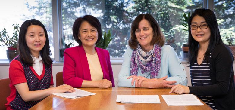 Research collaborators, from left: Tingting Yao, Hai-Yen Sung, Wendy Max and Yingning Wang (photo by Elisabeth Fall)