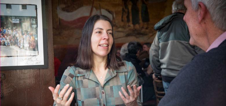 Stacy Torres enjoys coffee with an older friend in a North Beach cafe in San Francisco (photos by Elisabeth Fall).