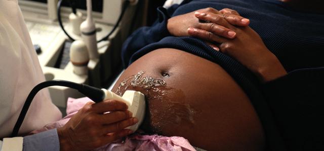 Patient receives an abdominal ultrasound.