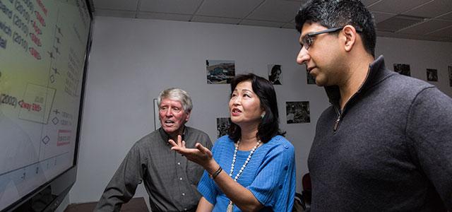 Yoshimi Fukuoka with William Haskell (left) and Anil Aswani (photos by Elisabeth Fall)