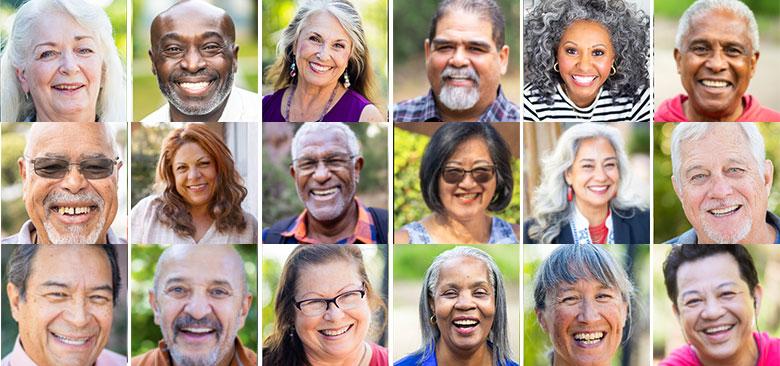 Collage of photos of people's faces