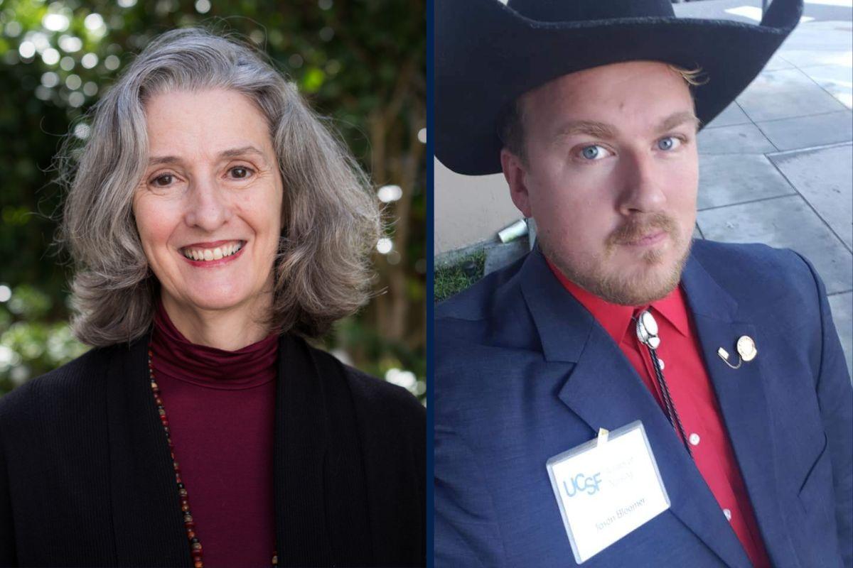 Professor Stella Bialous (left) and Jason Bloomer, a graduate of the school's Health Policy and Public Health specialty.