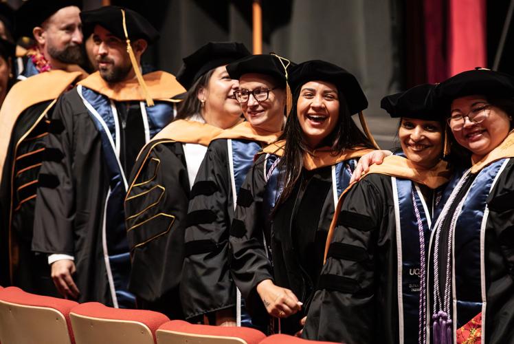 Graduates celebrate during commencement.