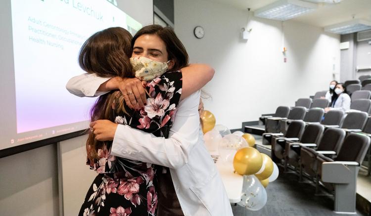 Students in the School of Nursing’s MEPN Program celebrated the completion of their first year at an in-person Pinning Celebration. 