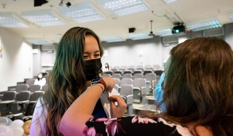 Students in the School of Nursing’s MEPN Program celebrated the completion of their first year at an in-person Pinning Celebration. 