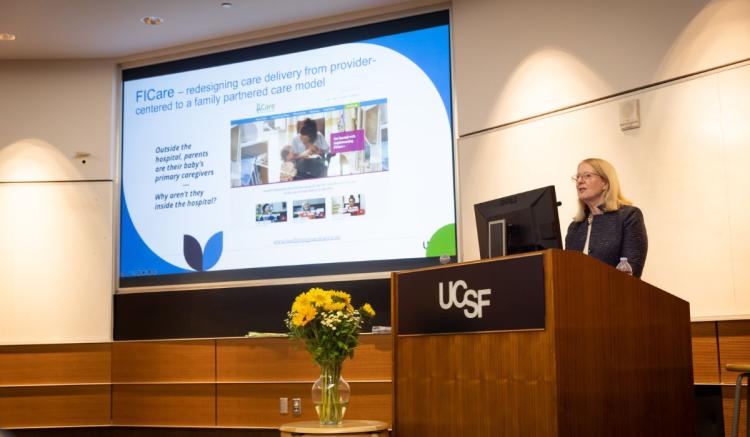 Franck delivered the 43rd Helen Nahm Research Lecture on May 8, 2024, at the UCSF Mission Bay campus. The title of her lecture was "Family Matters: Advancing Health and Equity Through Nursing-Led Research Partnerships." 