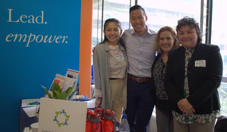 Yui Nishiiki (Lifelong), Joe Lee (CHCN), Elizabeth Salazar (La Clinica), and Suzy Menjivar (La Clinica) empowers students to joi