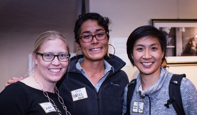 (Left to right) Associate Professor Laura Wagner, Student DIVA Haruka Kelley, and Student DIVA Monica Lee