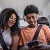 Two teenagers in a car