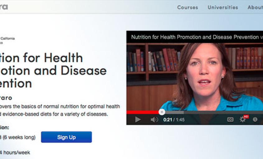 The landing page of the course “Nutrition for Health Promotion and Disease Prevention.”