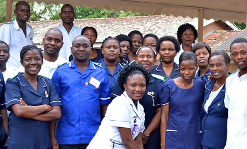 Melanie Perera (far right) with nurse educators from colleges all over Malawi following a clinical teaching training planned in collaboration with Kamuzu College of Nursing and GAIA