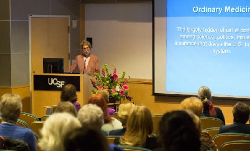Sharon Kaufman delivers the 36th Helen Nahm Research Lecture at the UCSF School of Nursing (photos by Elisabeth Fall).